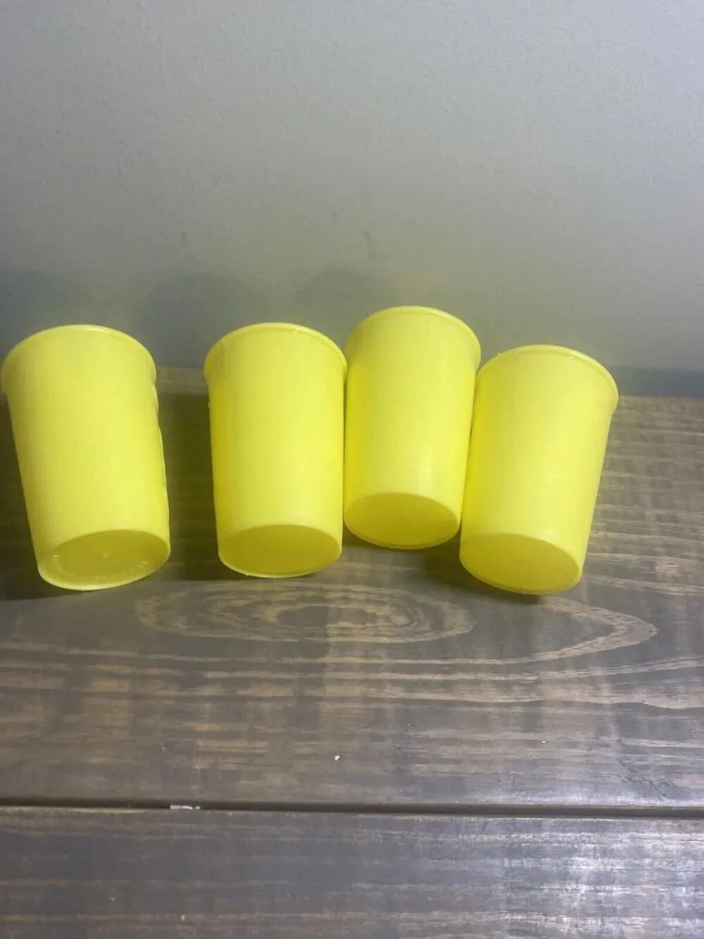 YELLOW Gerber Products Baby Face CUPS Plastic USA 1950s-1960s set of 4 vtge
